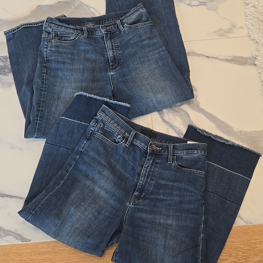 Uniqlo Set Of 2 Wide Leg Crop Women’s Jeans, Dark Blue, 26 & 27, GUC